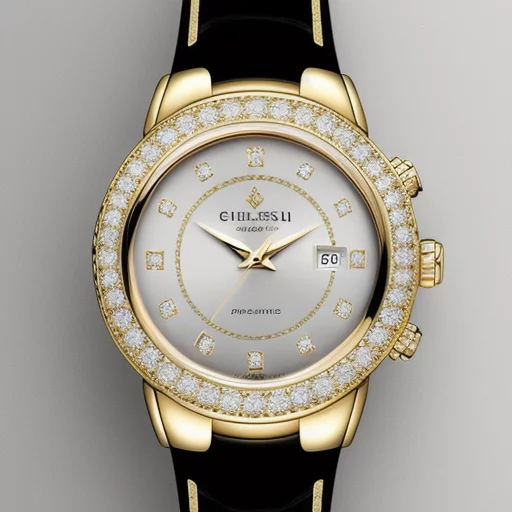 9093701189-Luxurious watch design in  gold or silver, with  containing color diamonds,on the style of an advertising sale.webp